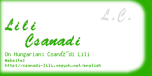 lili csanadi business card